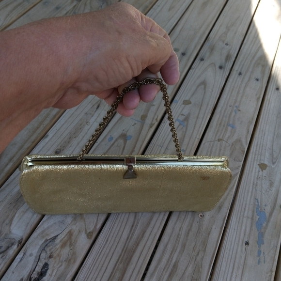 Women's Vintage Sparkly Gold Clutch Purse Hollywood Regency Glam MCM - Picture 2 of 7